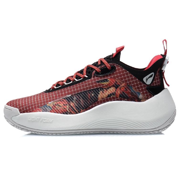 New LINING Badfive 1 Basketball Shoes Men Low Top Chinese Paintings Red AGBR001-2