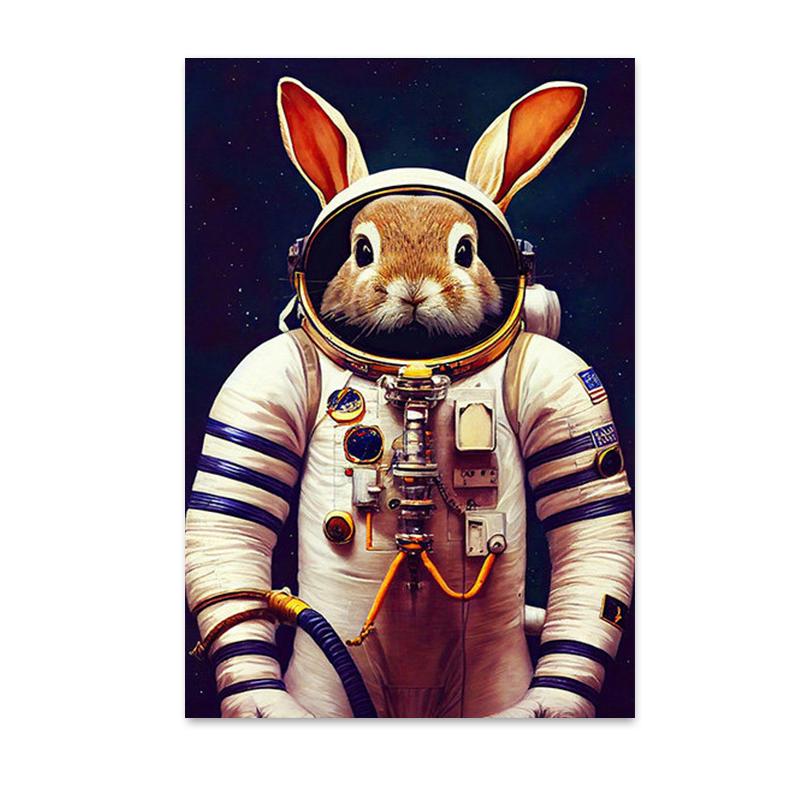 Retro Funny Animal Steampunk Cat Astronaut Rabbit Canvas Painting Posters Prints Wall Art Pictures for Living Room Home Decor
