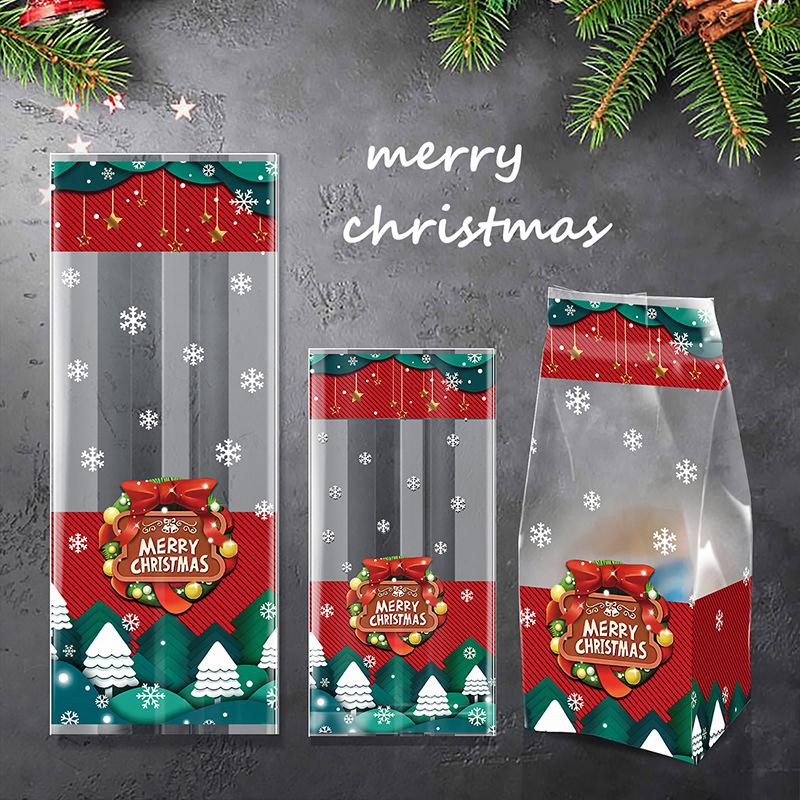 50PC Durable Material Home Snowflake Pattern Holiday Treat Bags for Cookies Parties Christmas Bags Gift 2 Sizes