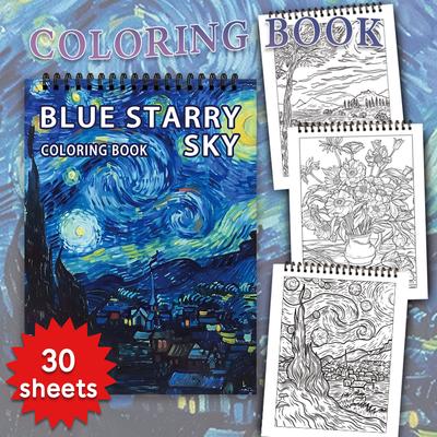 30 Sheets Spiral Coloring Book, 11.2x 8.3in, 100gsm Thick Paper, For Stress Relief, Halloween Gift, Christmas Gift Options