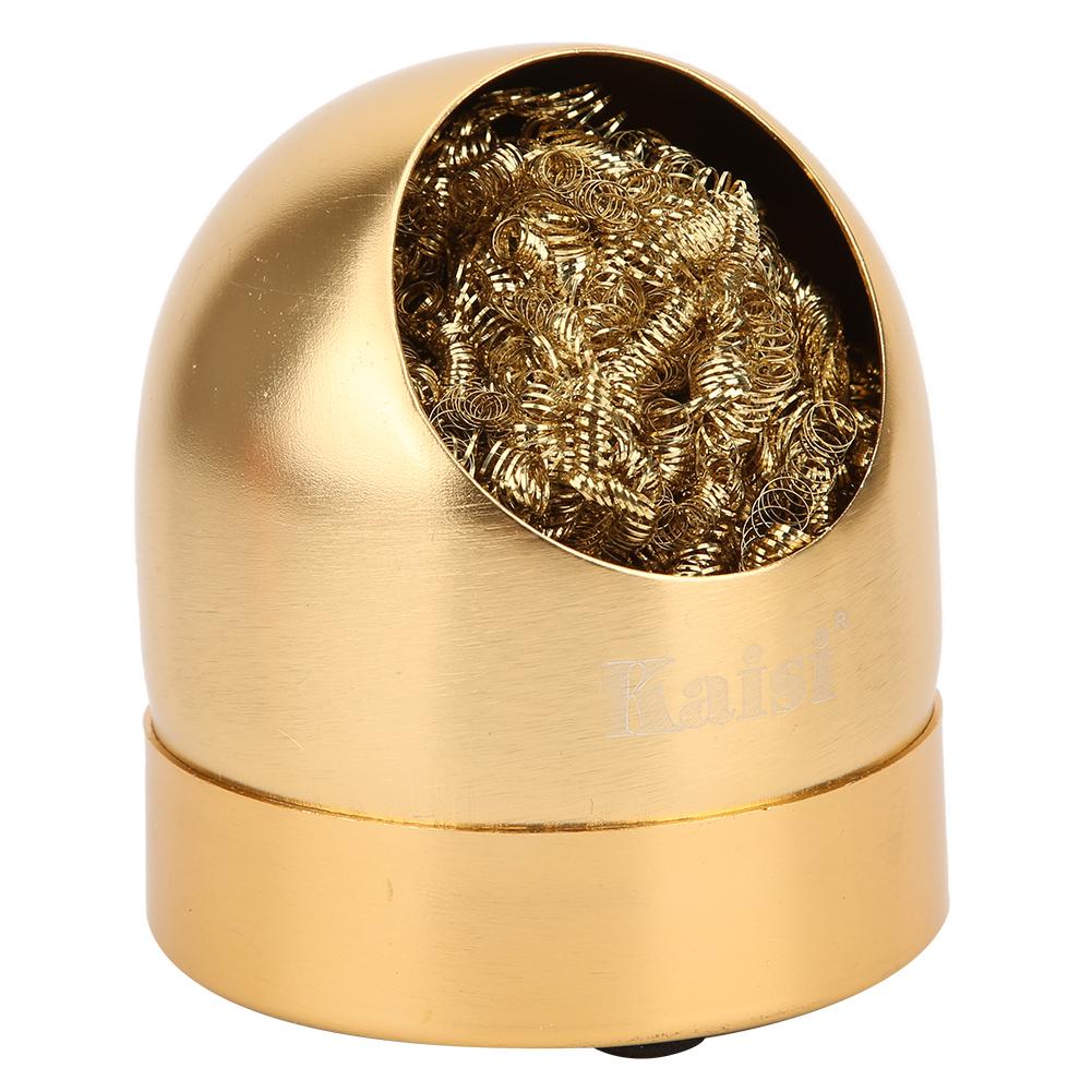 Solder Gun Tip Cleaner Wire Ball Soldering Iron Cleaning Ball Holder Base StandGold