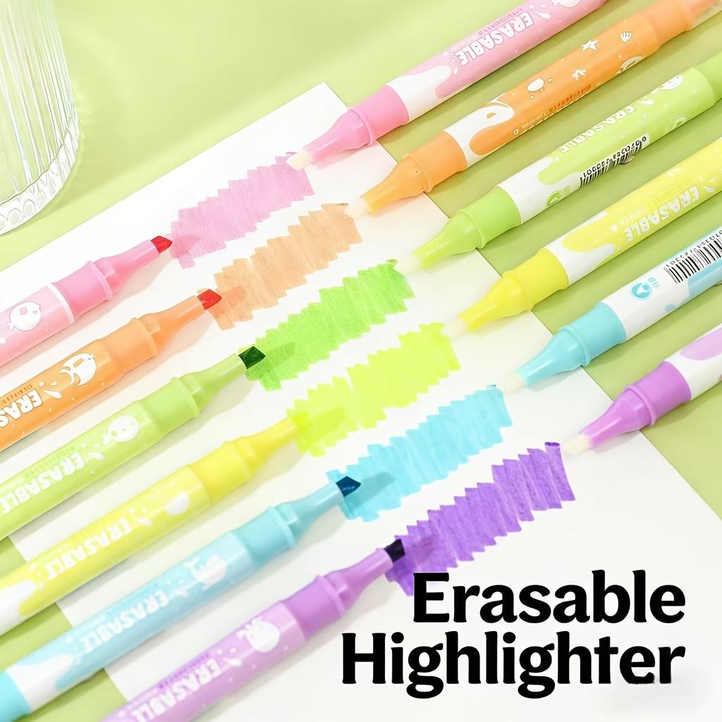 6Pcs Erasable Highlighter Pens Pastel Chisel Tip Colored Markers For School Textbook Notes Highlight Marker Pens