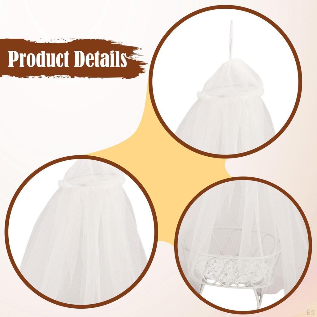 1/12 Cradle and Canopy Set Crib Bed DIY Accs Miniature Doll House Furniture for Handcraft