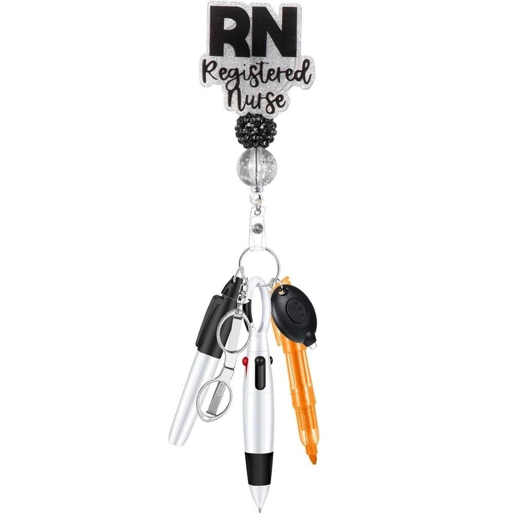 New Retractable Nurse Pen Pack Portable Durable Nurse Badge Set ID Badge Reels Lanyard Keychain Nurse Badge Clip Gift
