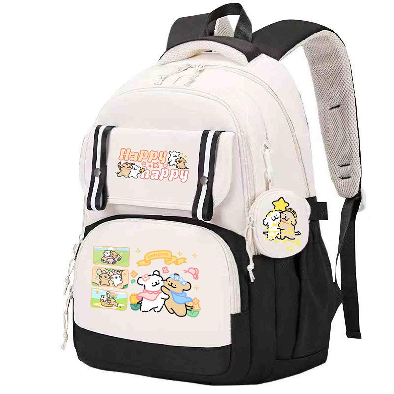 Fashion Backpack Cute Style Lines Doggie Cartoon Printing Trend Primary and Secondary School Students Reduce the Burden of Schoolbags
