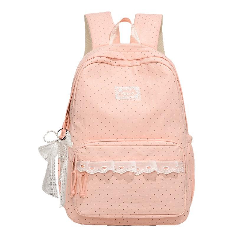 Schoolbag wholesale new schoolbag female Korean ins polka dot girl lace high value large capacity junior high school backpack