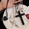 Korean Niche Design Silver Cross Necklace Female Long Clavicle Punk Retro Hottie Y2k Neck Jewelry