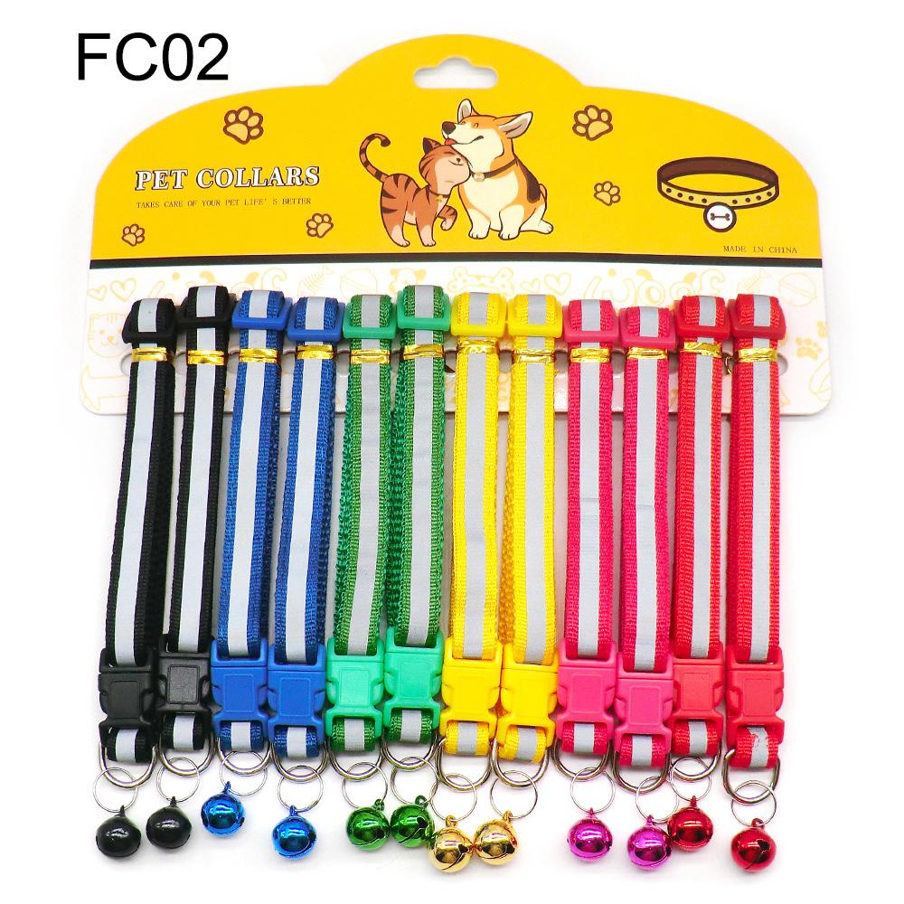12Pcs Mix Color Anti-Lost Dog Collars Pet Cat Puppy Buckle Collar with Bell 6 Colors Footprint