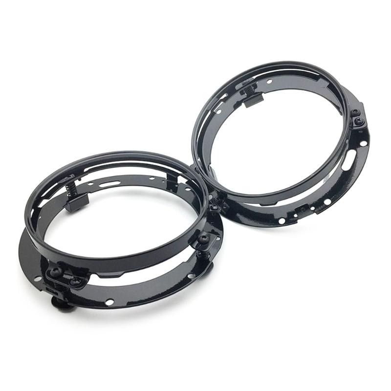 Upgraded 7" Headlight Mounting Bracket Aluminum Round Rings for Motorcycle Car