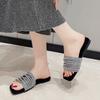 French beautiful flat-bottomed one-word slippers outer wear 2025 summer new high-end skirt casual beach sandals