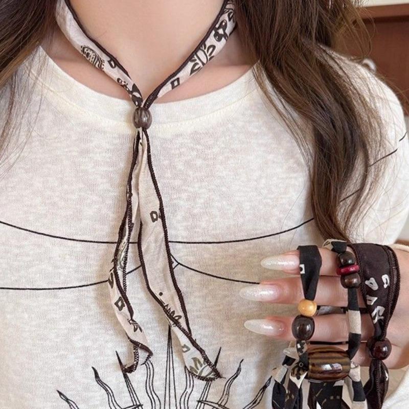 Cloth Fabric Necklace Adjustable Scarf Sweater Chain Lightweight Soft Neckcahin Versatile Fashion Jewelry Gift