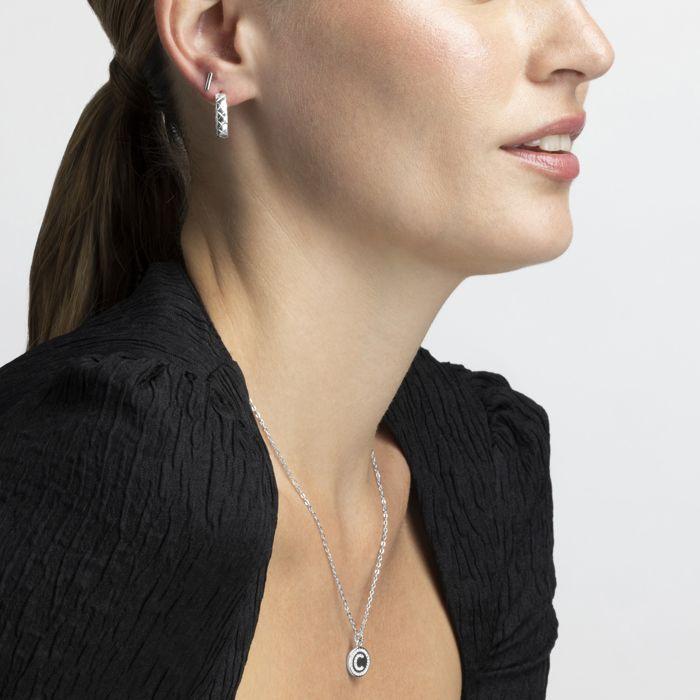 Luxenter Collier de zirconium brillant finition en rhodium - Alphabet C