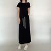 Modal A-Line Drawstring Skirt with Pockets Women Loose-fitting Long Skirts Solid Color Outwear High Waist Maxi Skirt