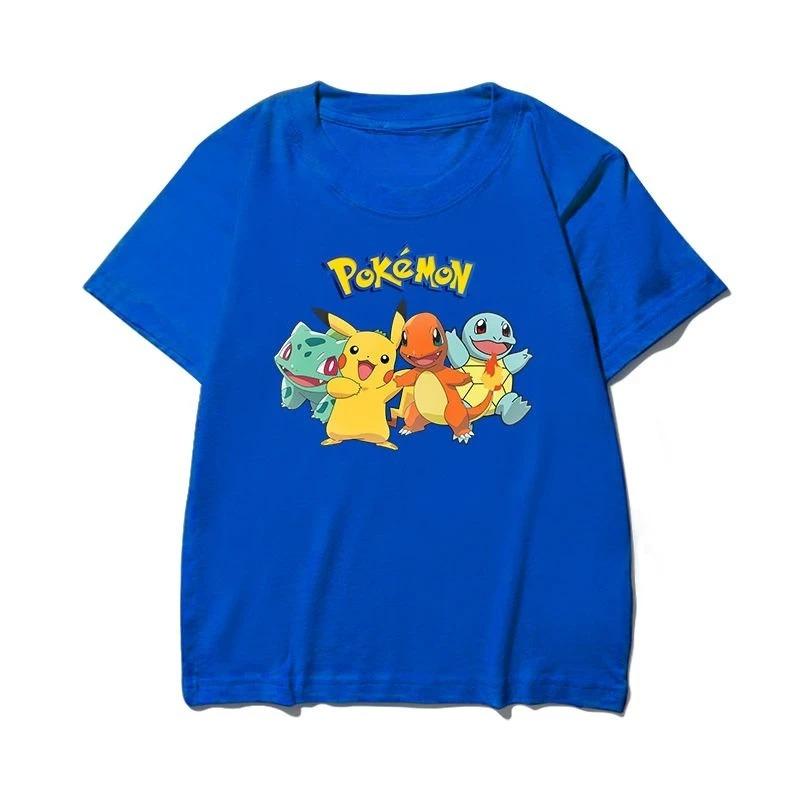 Pokemon Tshirt Pikachu Squirtle Bulbasaur Charmander Cotton Kids Adult Tee Anime Top Original Print Oversized Y2k Short Sleeve