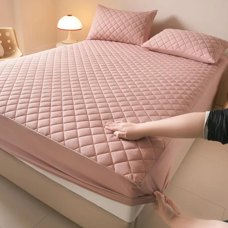 Waterproof Mattress Protector  Solid Color Breathable Mattress Cover  Soft and Comfortable Bedding   Small Square Pattern