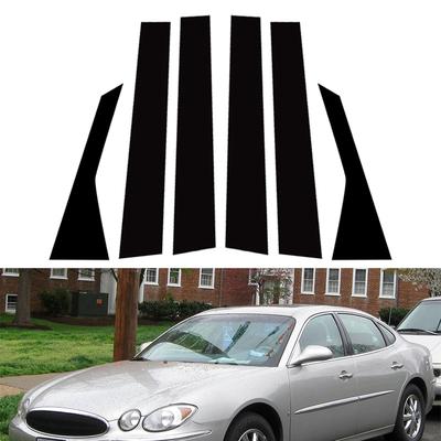 6Pcs Fit For Buick Lacrosse 2004-2009 Glossy Black PC Material Mirror Effect Car Door Window Center Middle BC Pillar Post Column Cover Trim