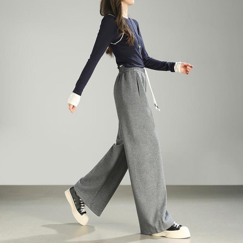 Demana Women's Korean Style Drawstring Micro-Flare Casual Pants