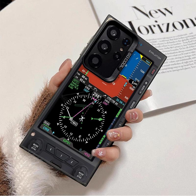 Aircraft Instrument Cockpit Radar Soft Phone Case for Samsung Galaxy S24 S25 FE S26 Edge S23 Ultra S22 Plus S21 + Shockproof Cov