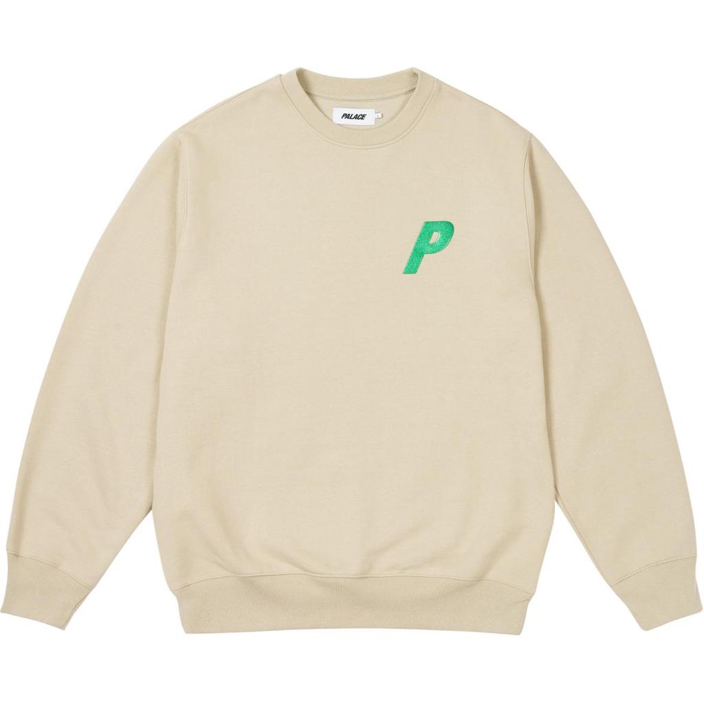 Palace FW24 P3 Glitter Crew Neck Sweatshirt With Triangle Logo Print Unisex Sweatshirt Lime P27CS071