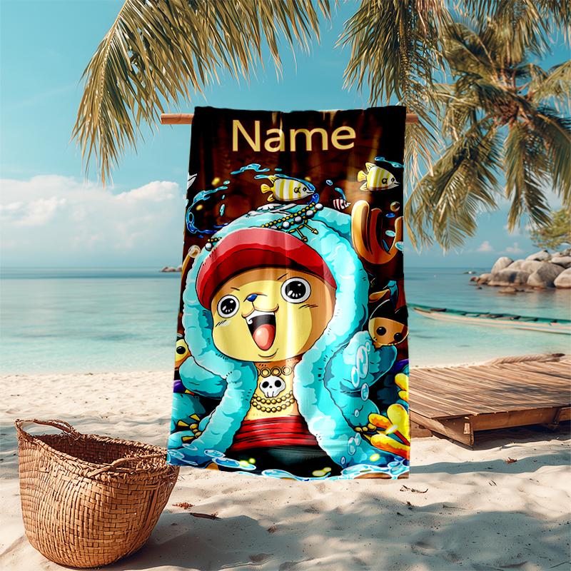 Personalized customized proof beach towel with One Piece Chopper pattern - soft, absorbent,quick-drying,perfect swimming,camping&bathing