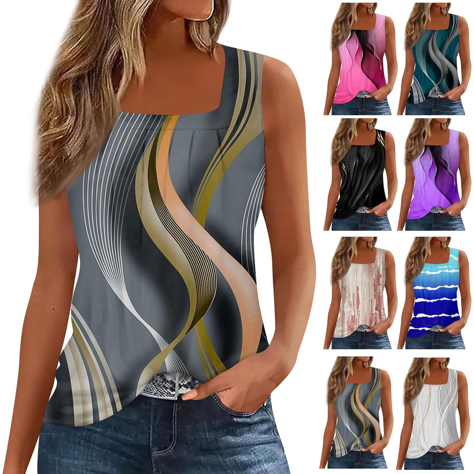 

Женские плиссированные топы на бретелях с квадратным вырезом, женская летняя рубашка, повседневная свободная посадка без рукавов, модные топы, блузка XXL винный