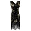 V Neck Dress Roaring 20s Great Gatsby Dress for Women 1920s Dress Evening Gown Cocktail Party Dresses Women's Sequin Bead Fringed Hem Flapper Dress