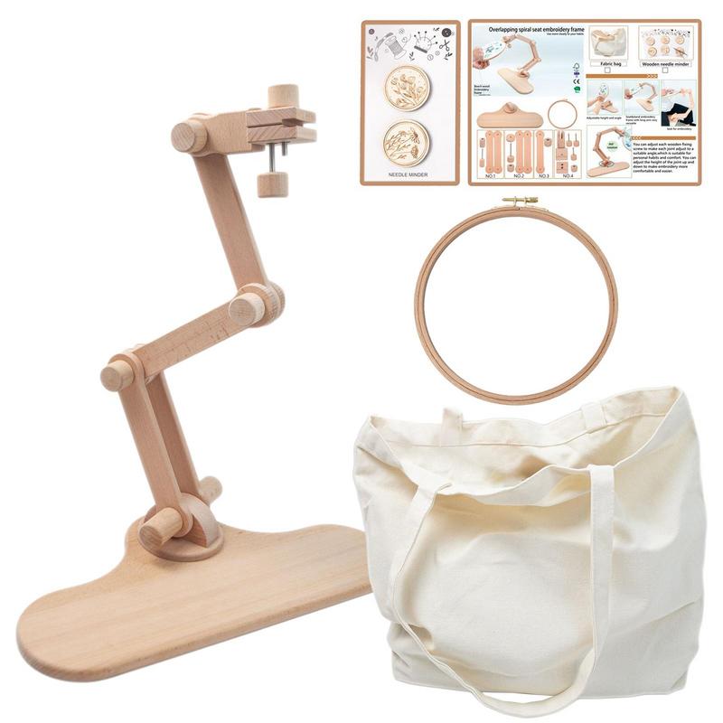 Drehbarer Verstellbarer Holzstickrahmen Desktop-Ständer Kreuzstich-Gestell Rahmen Ringe Erwachsene Mutter Geschenke Nähwerkzeug