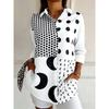 Plus Size Women Long Sleeve Button Shirt Solid Floral Casual Comfort Blouse