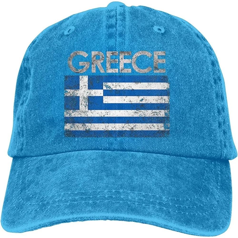 Griechische Flagge von Griechenland Denim Hüte für Herren Damen Baseballkappen Schirmmütze Schwarz Erwachsene Unisex Vier Jahreszeiten Lässig Polyester