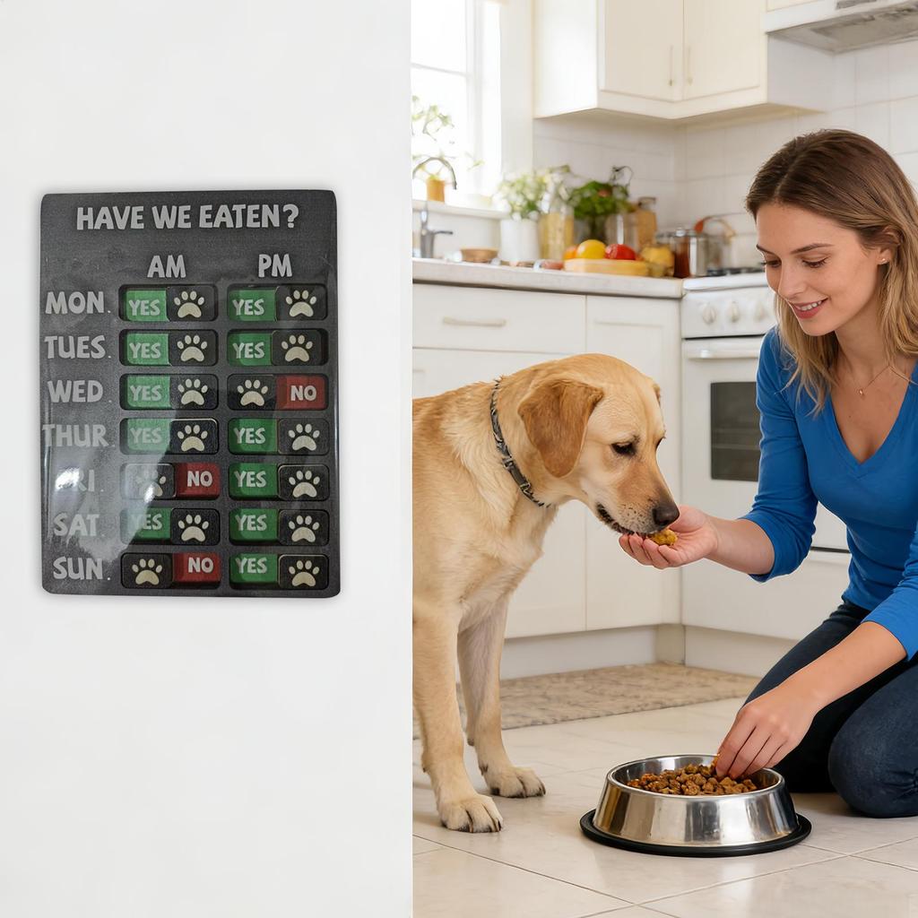 Feeding Reminder Sign Adorable Hangable Board Decoration Pet Feeding Recorder Board For Living Room Kitchen Dining Room Bedroom
