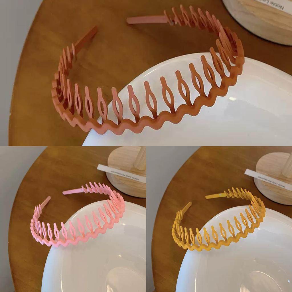 3Pcs Fashion Wave Headbands for Women Solid Color Toothed Non-slip Hair Bands Girl Face Wash Sports Hairbands Hair Accessories