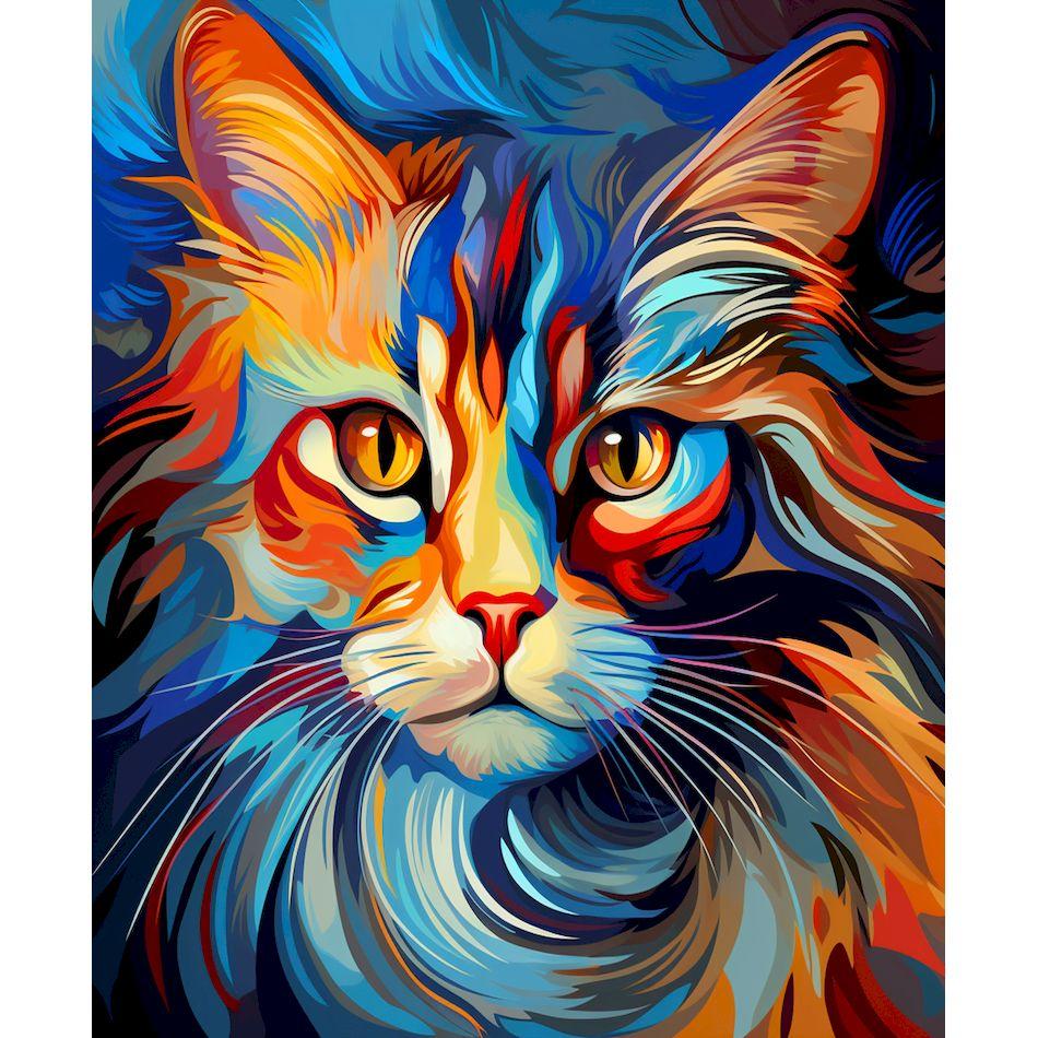 CHENISTORY Paint By Numbers Colorful Cat Animal Acrylic Drawing Canvas Wall Art Oil Painting By Numbers DIY Home Decoration