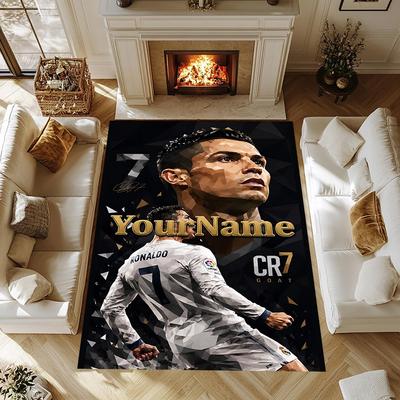 Cristiano Ronaldo (28) Customize Your Name Rug, Office Chair Cushion, Home Bedroom Living Room Gift.