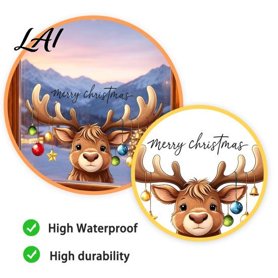 DIY Layout Stickers Christmas Reindeer Static Window Cling No‑Glue Winter Cute Elk Glass Sticker Indoor Outdoor Decor Waterproof PVC Merry