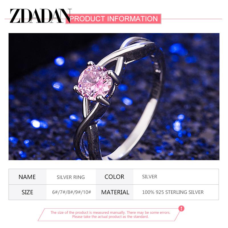 925 Sterling Silber Rosa Zirkon Ringe für Damen Modischer Ehering Schmuck