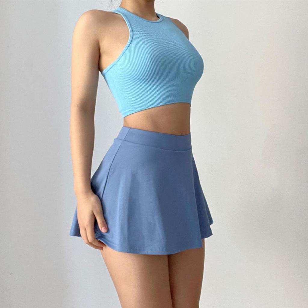 Στρογγυλή λαιμόκοψη με λουράκια Crop Tops Γυναικείες καλοκαιρινές μονόχρωμες καμίσλες γιόγκα μονόχρωμες αθλητικές σωληνώσεις Γυναικεία αμάνικα Cropped Y2K Ρούχα για κορίτσια