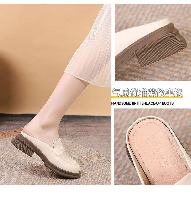New Thick Bottom Round Head Rear Air Mouller Slippers for Women's Flat Flat Casual Cool Slippers