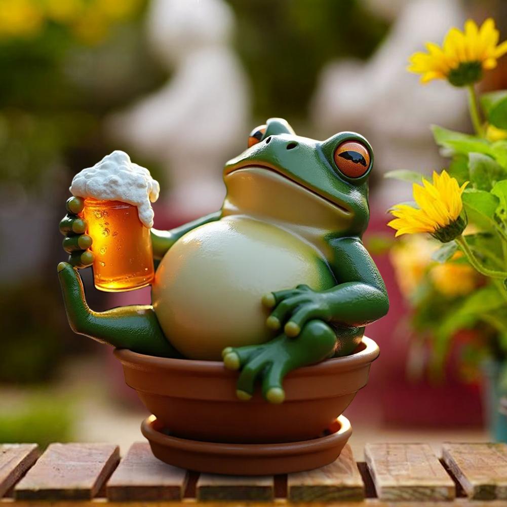 Frog Themed Decoration Outdoor Frog Ornament Whimsical Frog Resin Statue Sculpture for Home Office Garden Decor Cartoon Figurine
