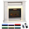 Electric Fireplace 1800W Adjustable with 3D Flame, Shelf, Timer and Remote Control, 105x27x97 cm, Wood color