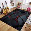 Black Red Geometric Carpet Mat Rug 3D Polygon Crack Pattern Futuristic Edgy Home Decoration Living Room Indoor Bedroom Rug