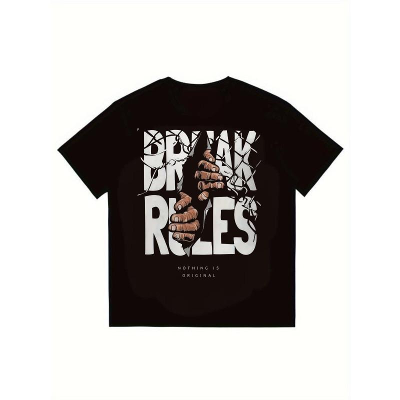 

Черная футболка с графическим принтом «Нарушай правила», с дизайном руки и колючей проволоки, футболка-заявление «Ничто не оригинально» для уличной моды, повседневной одежды XXXXL чёрный