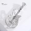 Retro Versatile Ladies Brooch Exquisite Rhinestone-studded Guitar Design Hollow Collar Corsage Buckle Pin Brooch