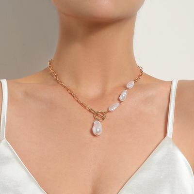 Europe, America, Special-shaped Simple Water Drop Pearl Pendant Necklace Women, Personalized Creative Fashion Trend Accessories