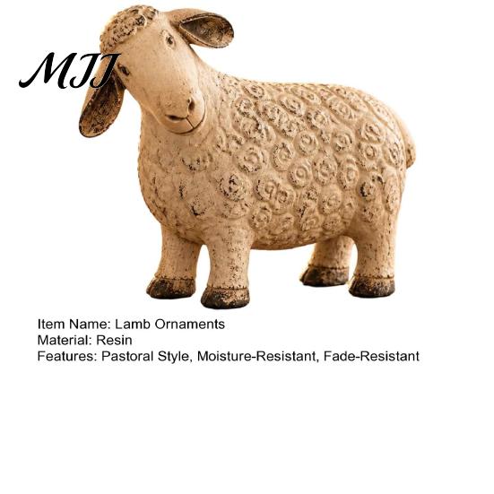 Rustic Home Decor Sheep Figurine, Farmhouse Resin Lamb Statue, Vintage Country Style Tabletop Statues Decor, Cute Sculpture for Living Room