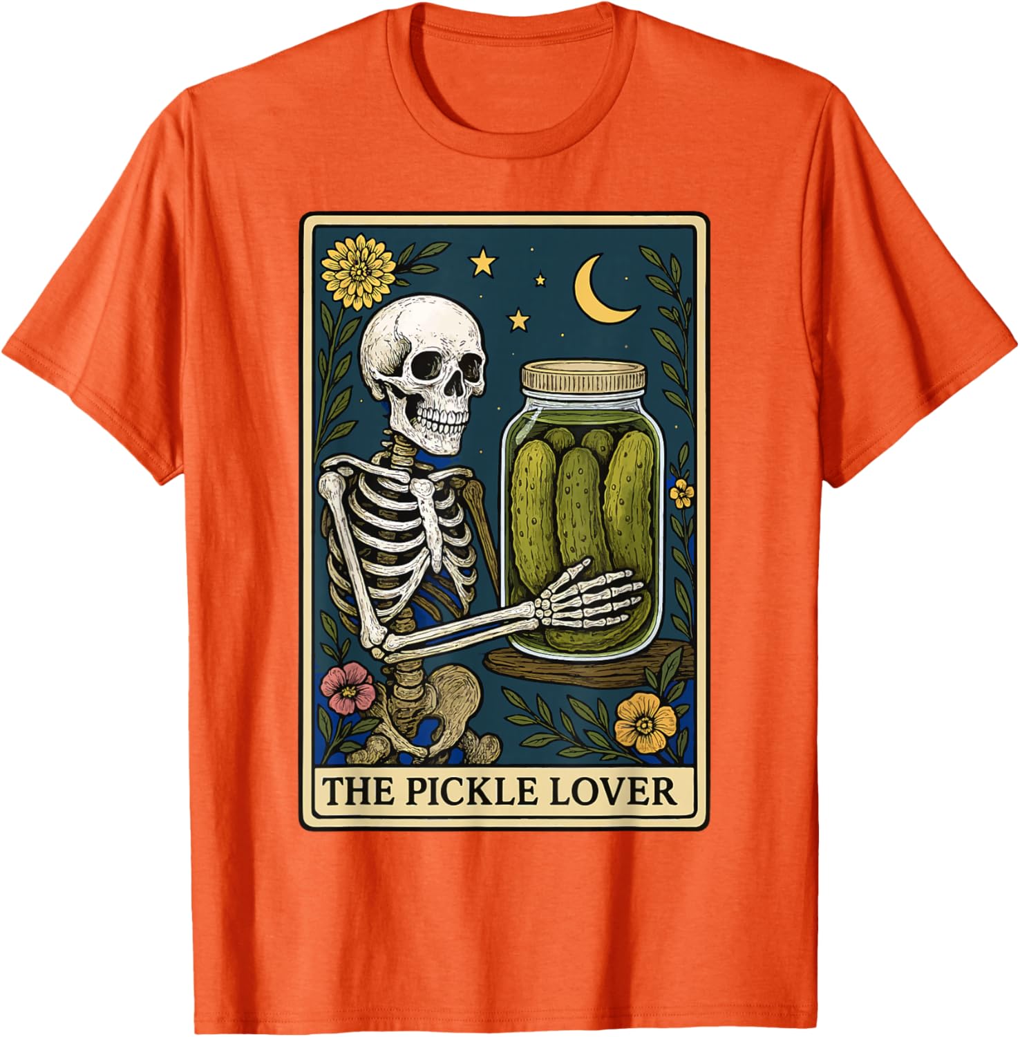 

Skeleton Holding Pickle Jar Tarot Card Graphic Print Cotton Casual T-Shirt for Men Trip 4XL