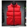 Mens Winter Puffer Vest Solid Color Casual Warm Down-Free Quilted Sleeveless Jacket With Zippered Pockets