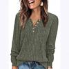 2025 Autumn/Winter Women's Round Neck Casual Long Sleeve Button Knit Top