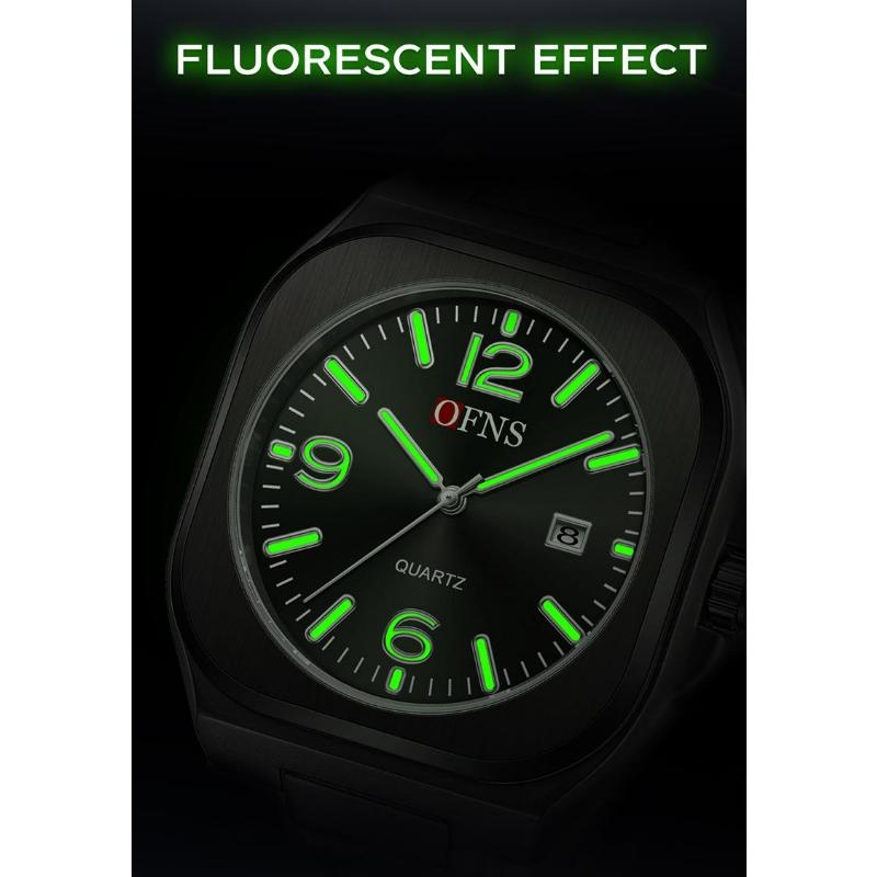 Luxury Man Square Watch Date Waterproof Luminous Men Wristwatch Stainless Steel Men's Quartz Watches Relogios Masculino