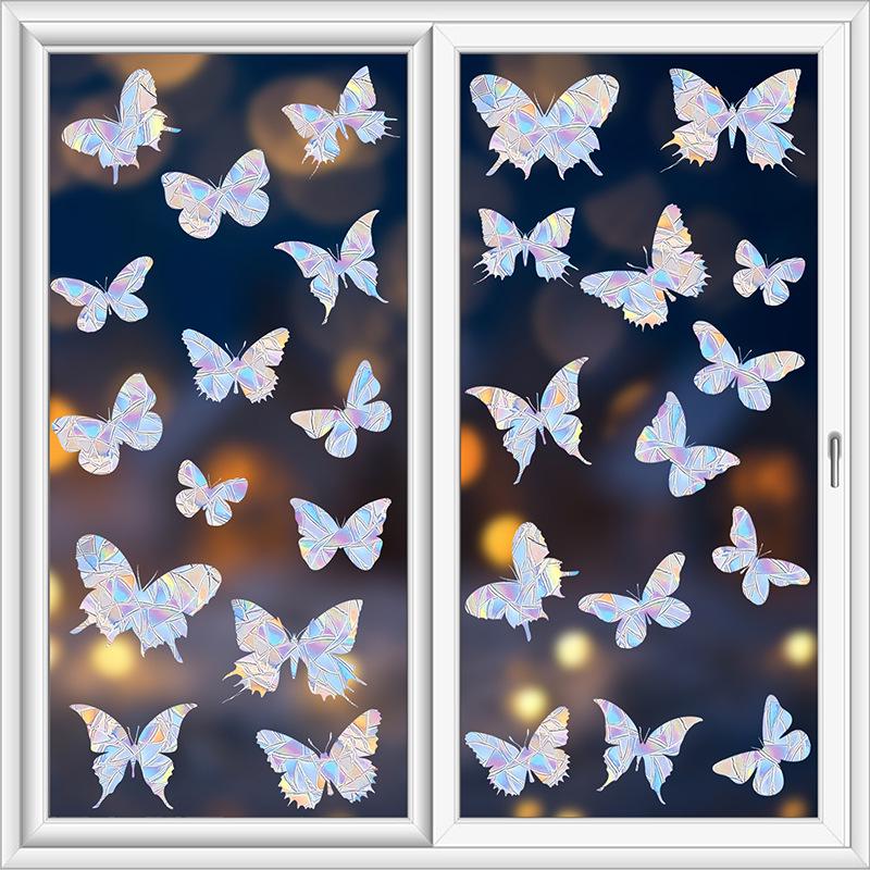 Colorful Rainbow Prism Butterfly Window Cling: Electrostatic Glass Decor & Sun Catcher