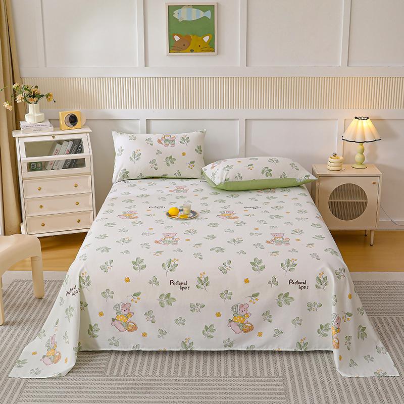 Cotton Bed Flat Sheet designed for Double Bed Plain Solid Color Top Sheets Single/Queen/King Flat Bedsheets Household Bed Linen Sheets